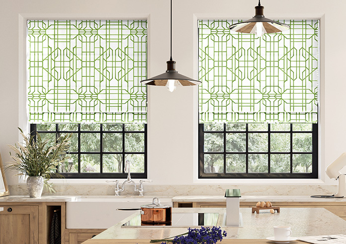 Bamboo Candy, Green White - Twist&Fit Roman Blind - Image 3